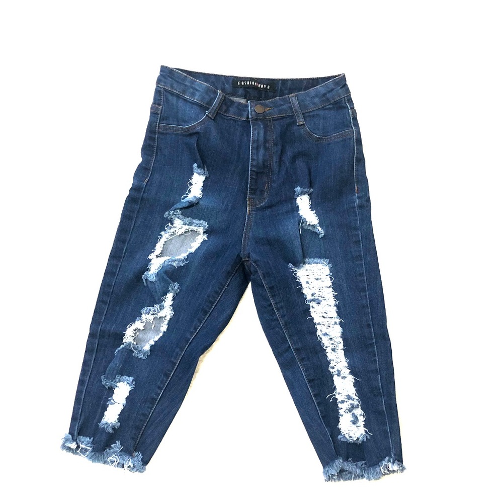 Ripped Blue Denim Shorts/jeans!